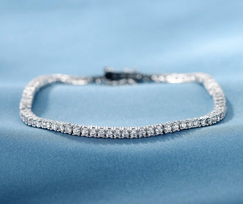 Gemsme 2.0MM Tennis Bracelet for Women and Men, 18K White Gold Plated Round 2mm Cubic Zirconia Classic Tennis Bracelet - Image 5